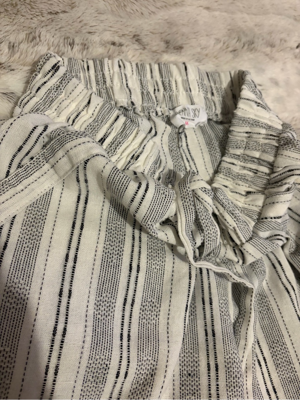 Sienna Sky White and Black Striped Linen-Blend Wide Leg Pants - Picture 3 of 4
